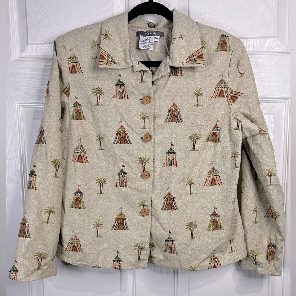 Maggy L Women’s Embellished Jacket - Beige - Size 14P